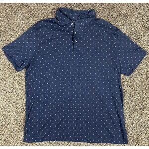 Polo Ralph Lauren Polo Shirt All Over Print Micro Diamond Pattern Blue Sz Large